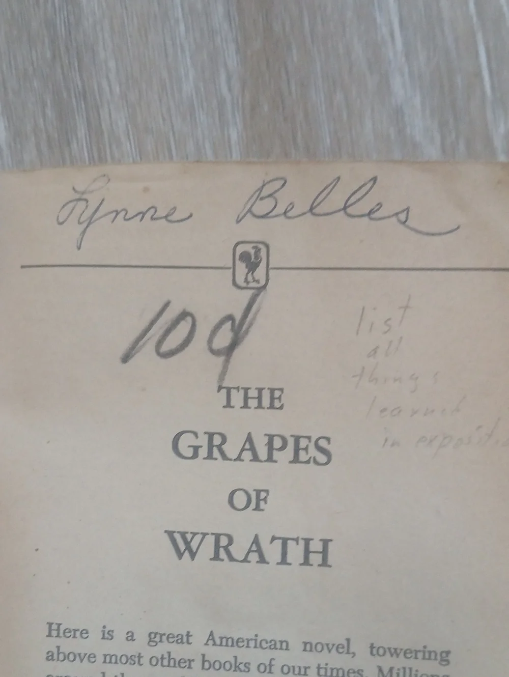 Vintage 1955 John Steinbeck The Grapes of Wrath Vintage Paperback 9th Printing